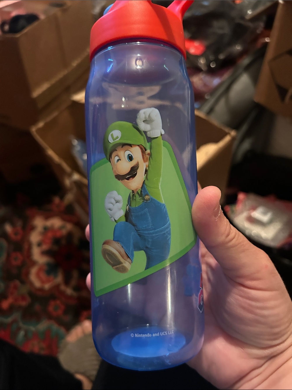 Luigi Kids Water Bottle with Red Flip Top
